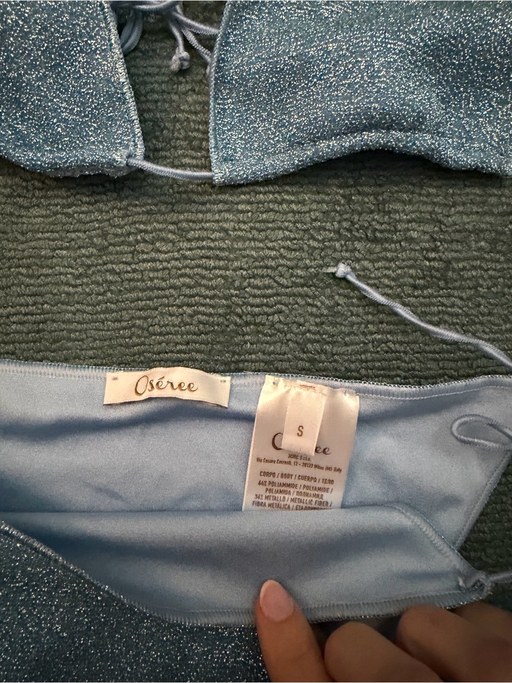 Oseree Light Blue Glitter Triangle Bikini Set - Picture 5 of 5
